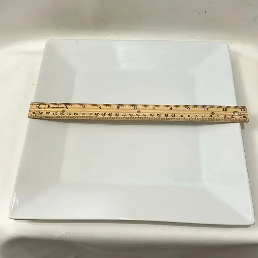 Soho Loft Serving Tray 11 3/4 Inches Square Modern White Contemporary Durable